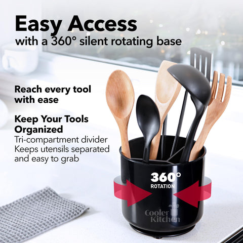 Cooler Kitchen no-tip weighted base keeps utensils upright during cooking.