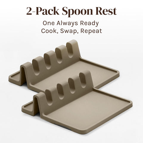 Cooler Kitchen raised-edges spoon rest prevents leaks while cooking.