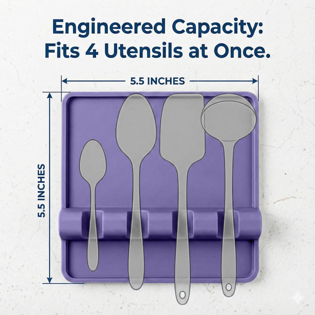 Close-up of Cooler Kitchen spoon rest showing raised edges and drip pad.