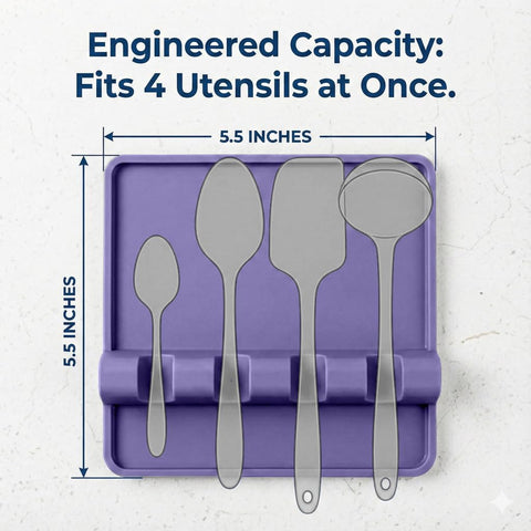 Close-up of Cooler Kitchen spoon rest showing raised edges and drip pad.
