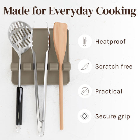 Cooler Kitchen dishwasher-safe silicone spoon rest for easy cleanup.