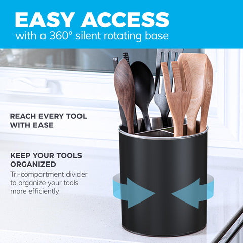 Cooler Kitchen weighted base prevents tipping while you cook.