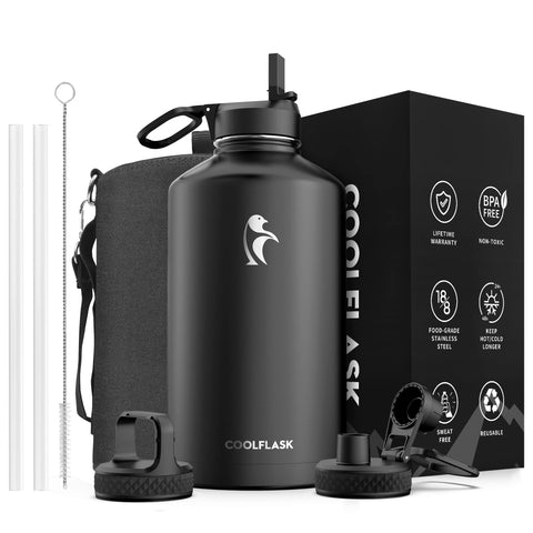 Coolflask gallon bottle in Magic Black for rugged outdoor use.