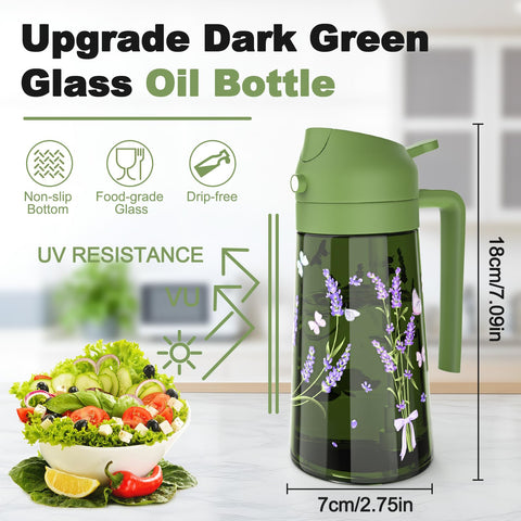 COOLMI dark green glass bottle set ideal for salad, frying, and baking.