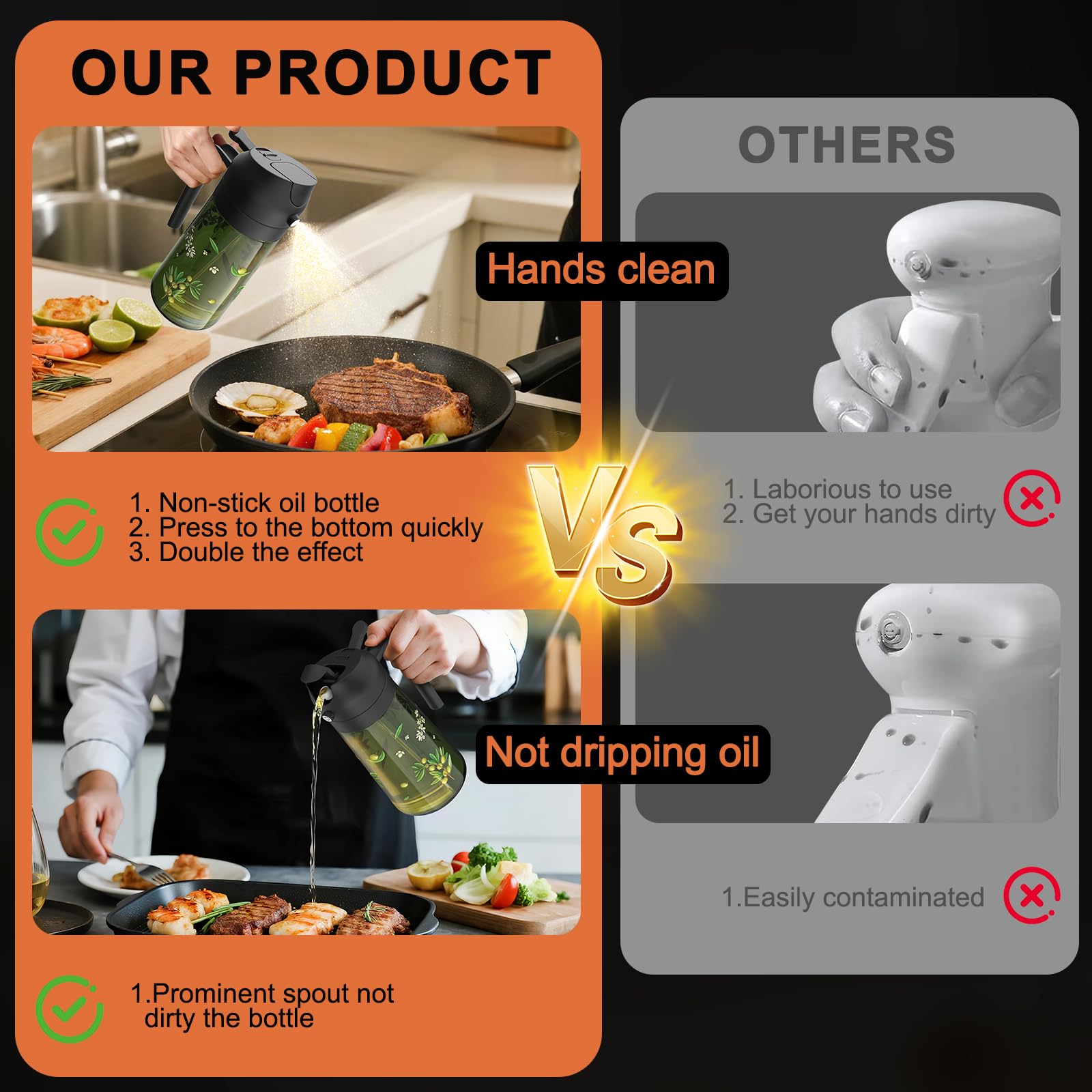 COOLMI set of 2 bottles ideal for salad, frying, and baking