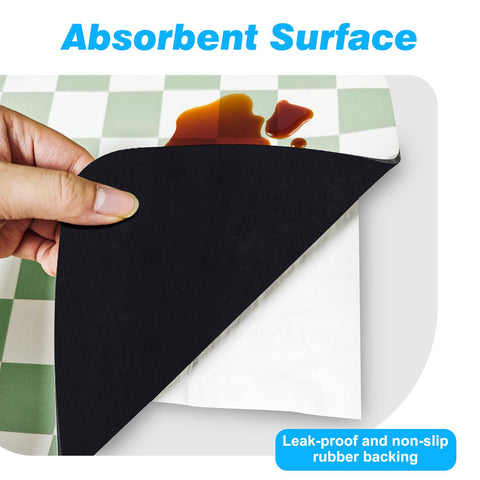 CooRug checkered design mat enhances kitchen aesthetics in green