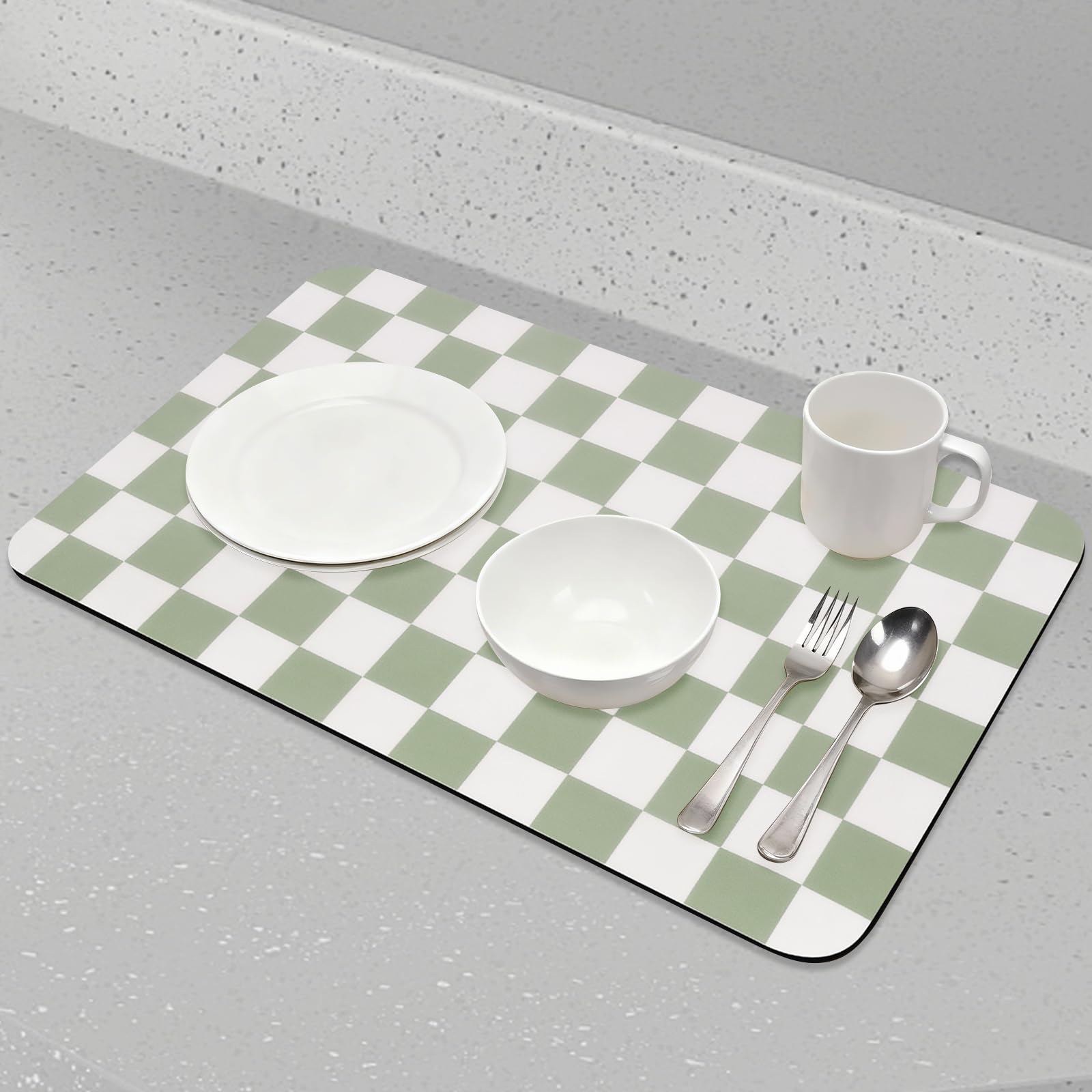 CooRug coffee bar drying mat adds color while protecting counters