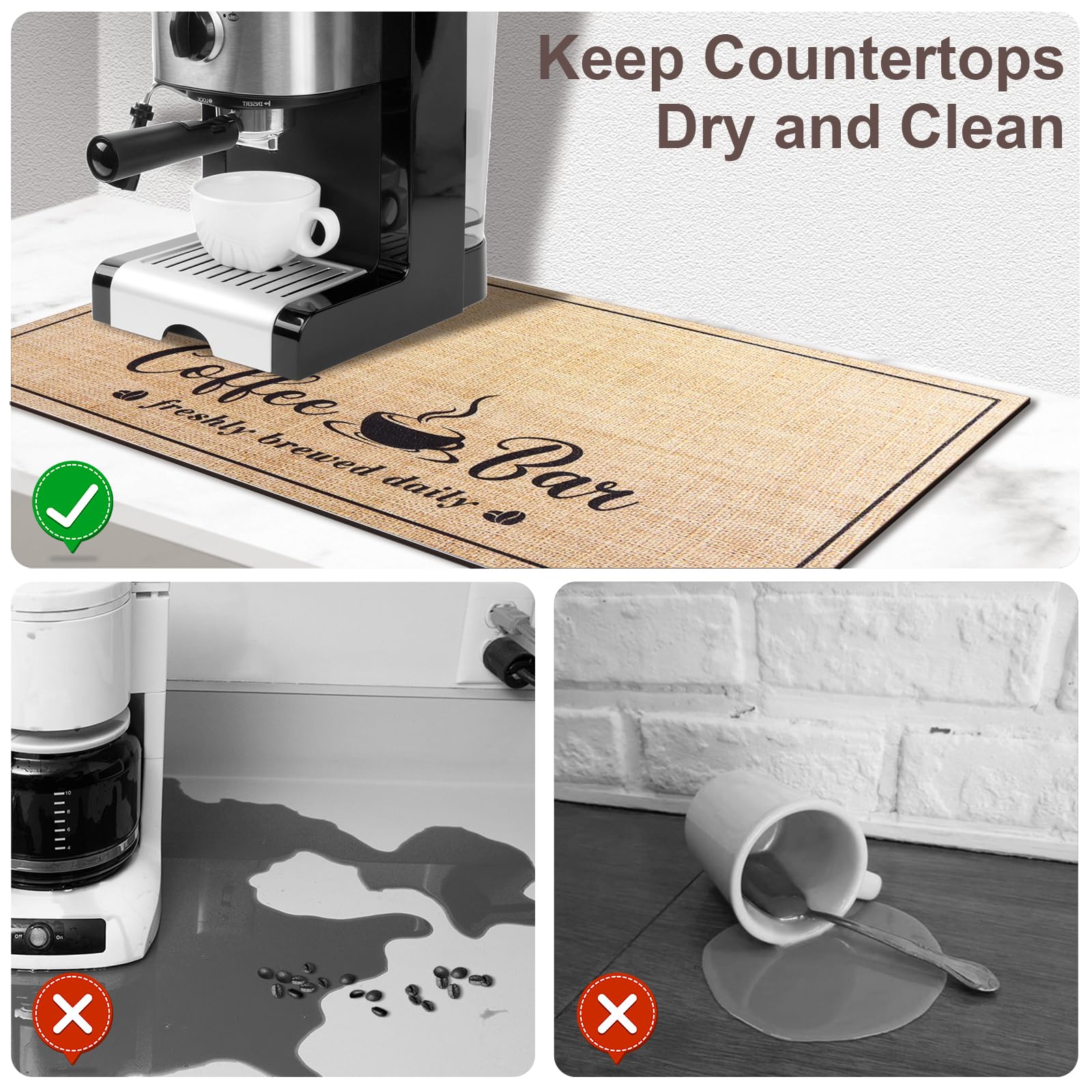 CooRug dish drying mat absorbs moisture and keeps countertops dry