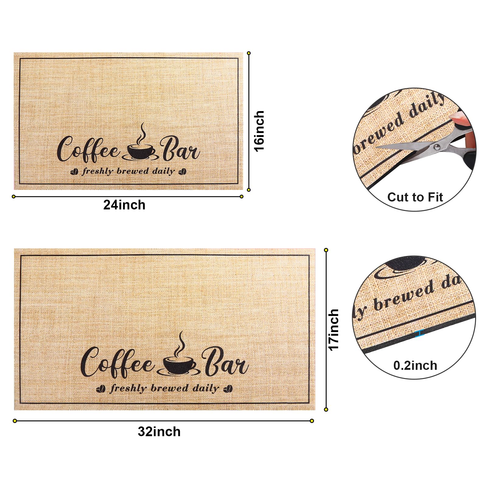 CooRug kitchen counter mat with non-slip rubber backing keeps surfaces stable