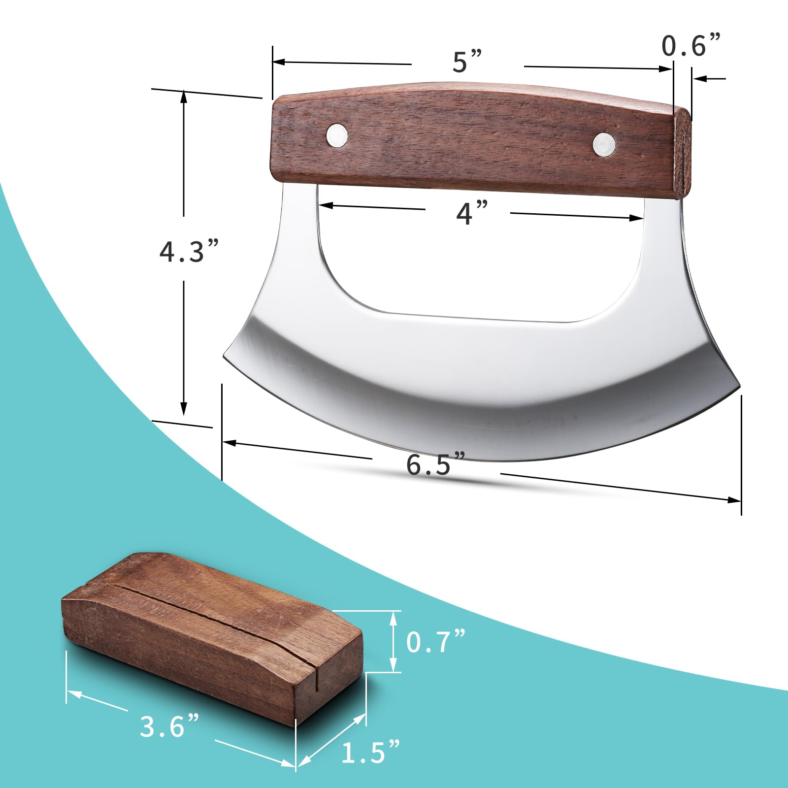 Coowolf Ulu knife ergonomic handle for a comfortable grip.
