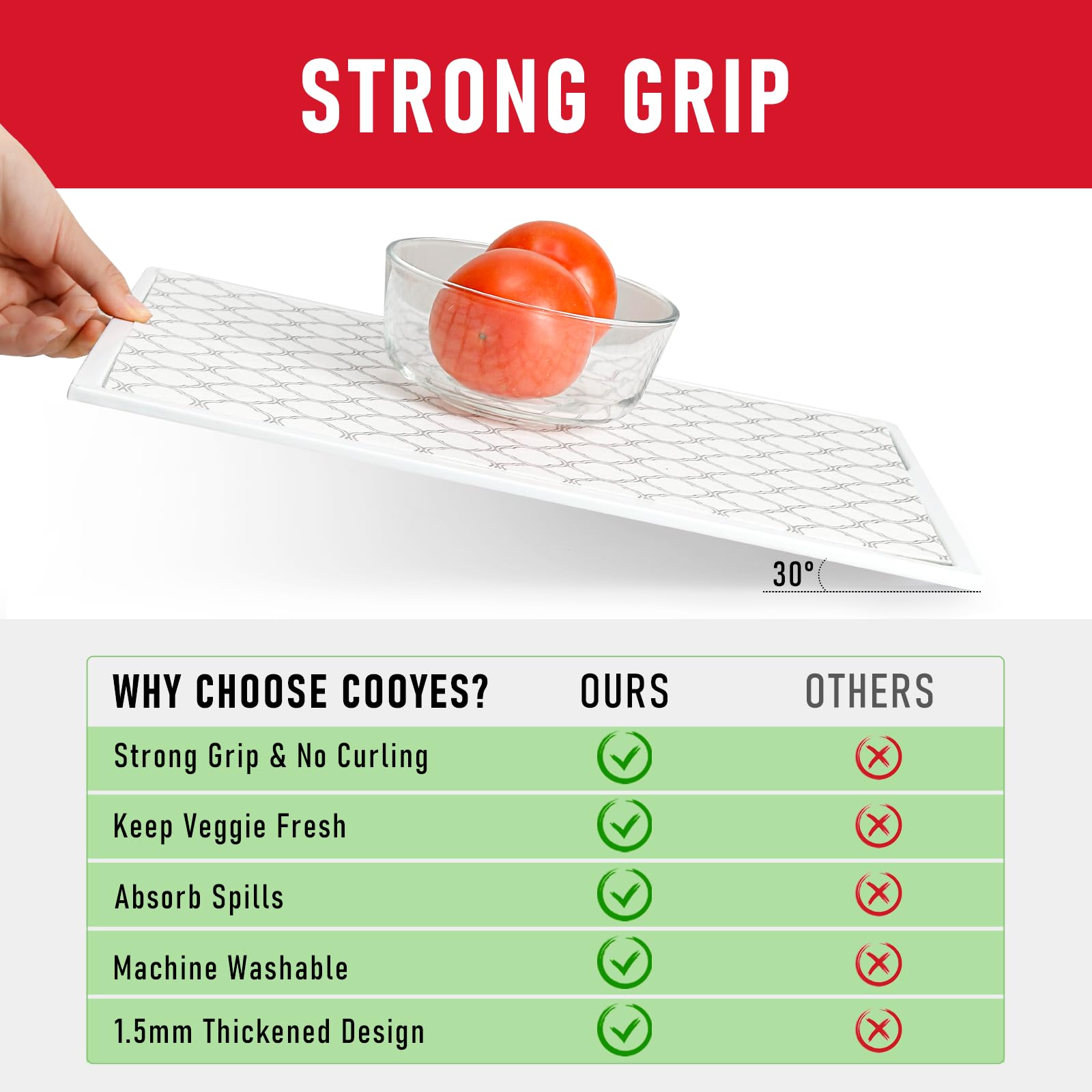 Cooyes liner absorbs moisture from fruit and vegetables