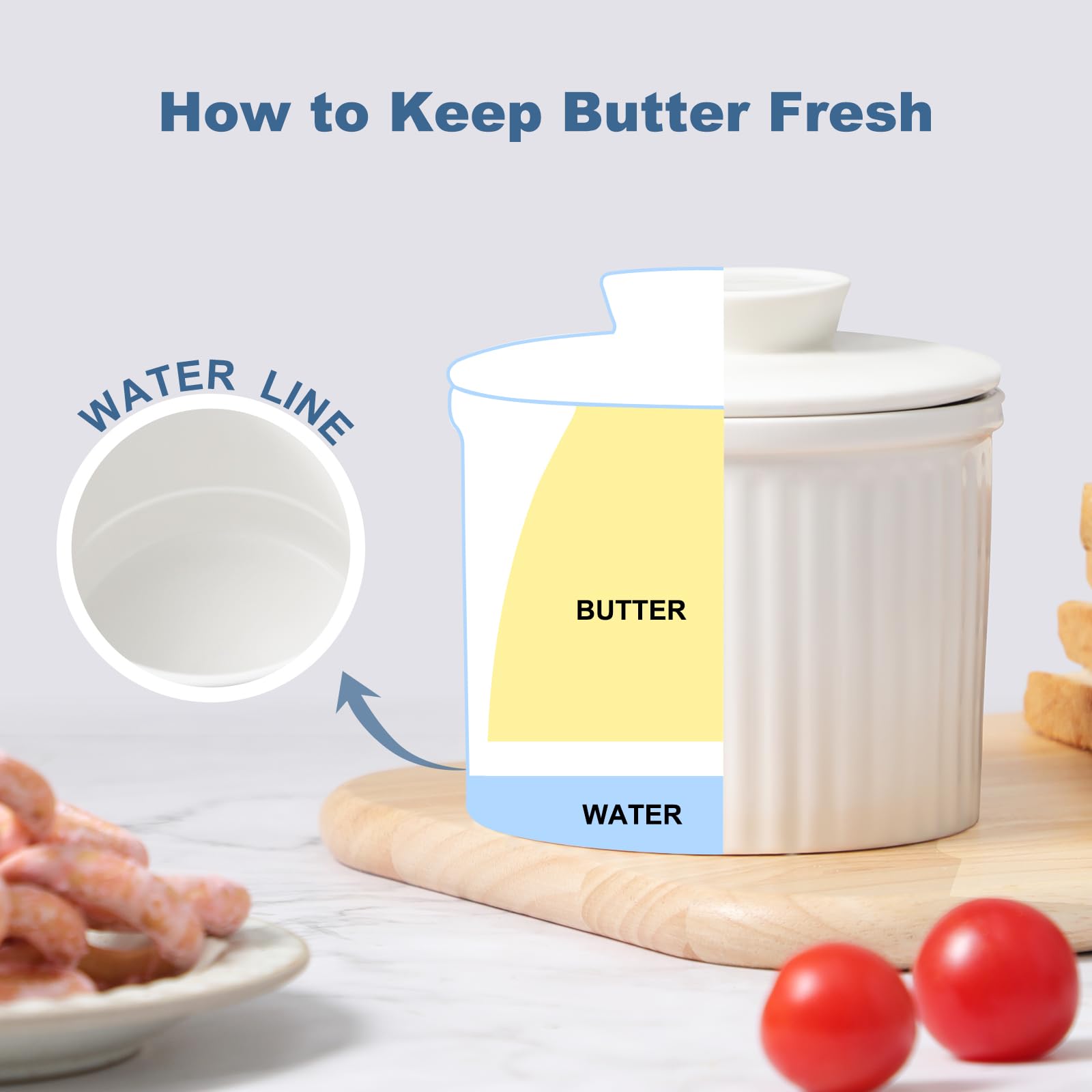 Cooyes 8-ounce capacity holds almost two sticks of butter for family use