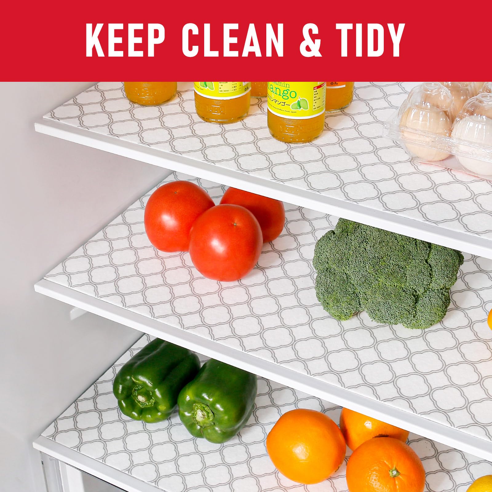 Cooyes two-in-one fridge liner protects shelves and helps manage moisture