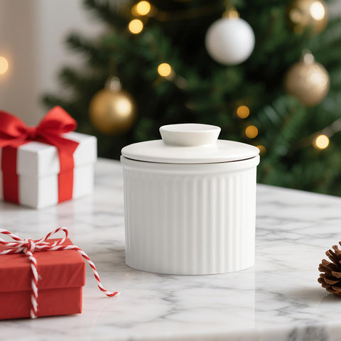 Cooyes white ceramic butter dish suits any kitchen counter