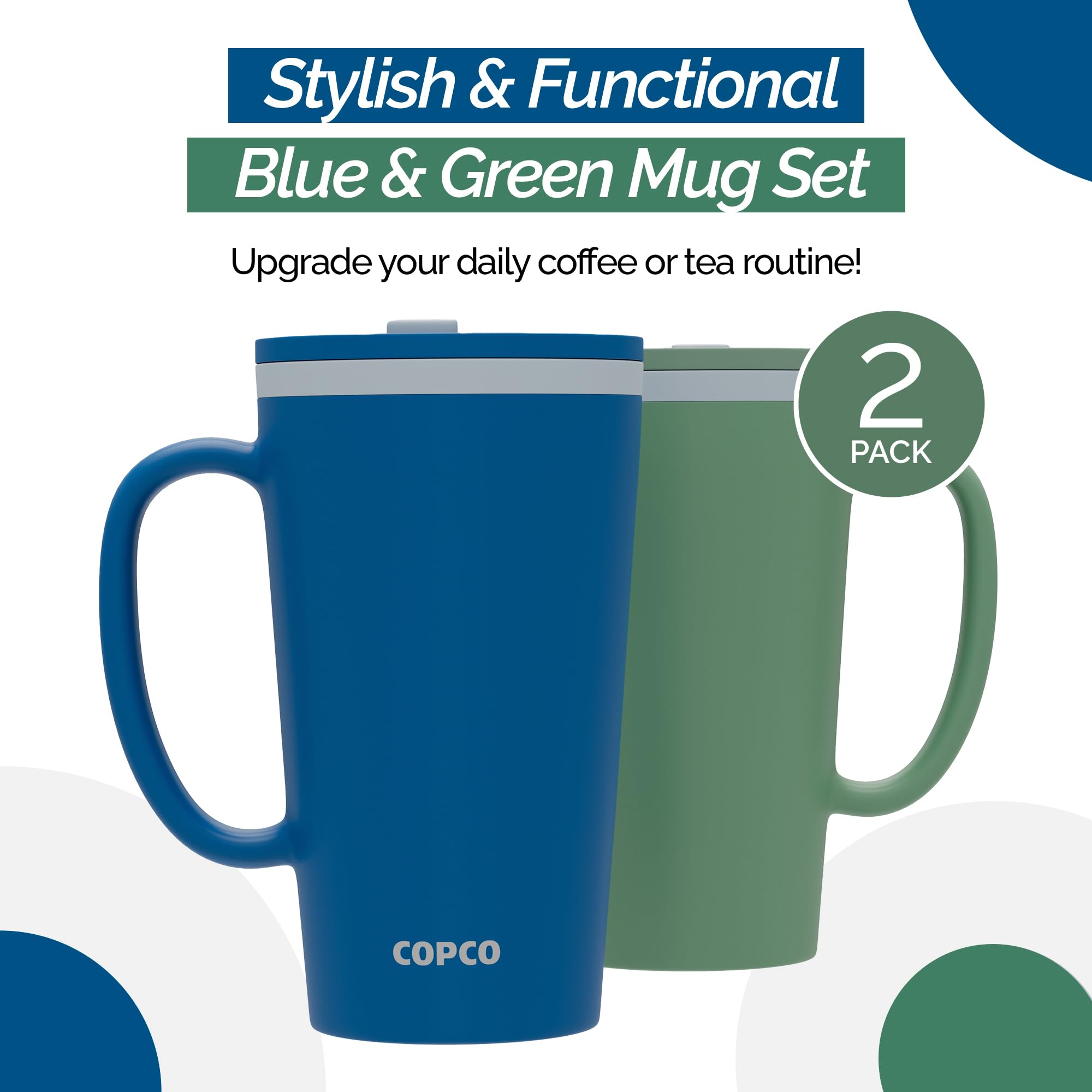 Copco Cone insulated mug fits under pod coffee makers and car cup holders