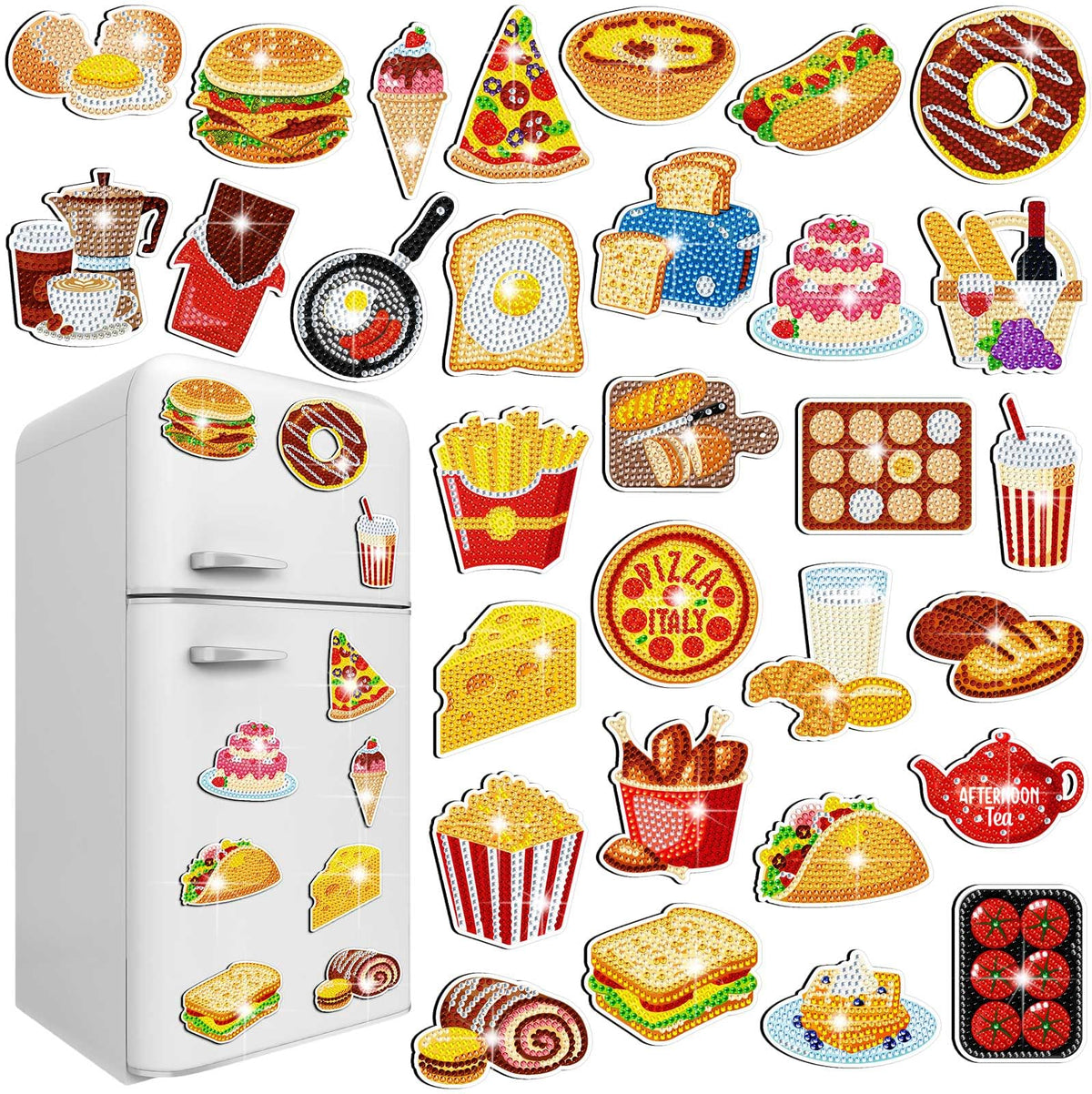 Copkim 30-pcs Diamond Art Magnets kit contents for easy home décor.