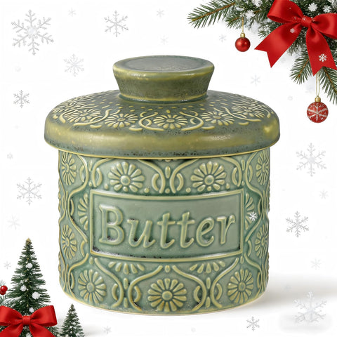 COPORISO dishwasher-safe butter crock suitable for easy cleaning.