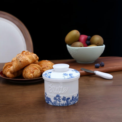 COPORISO forest blue butter crock complements kitchen decor