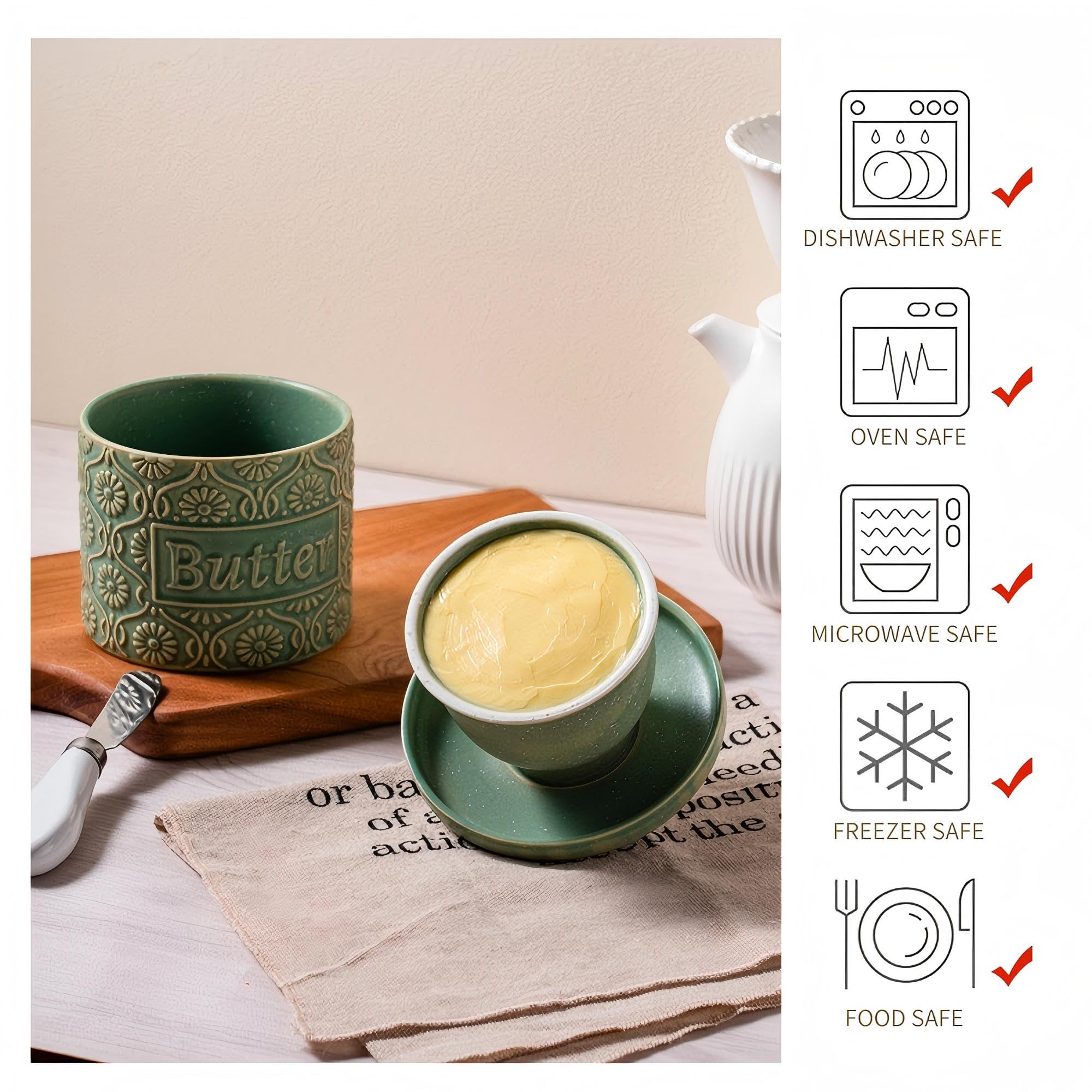 COPORISO open butter crock interior for quick access to softened butter.