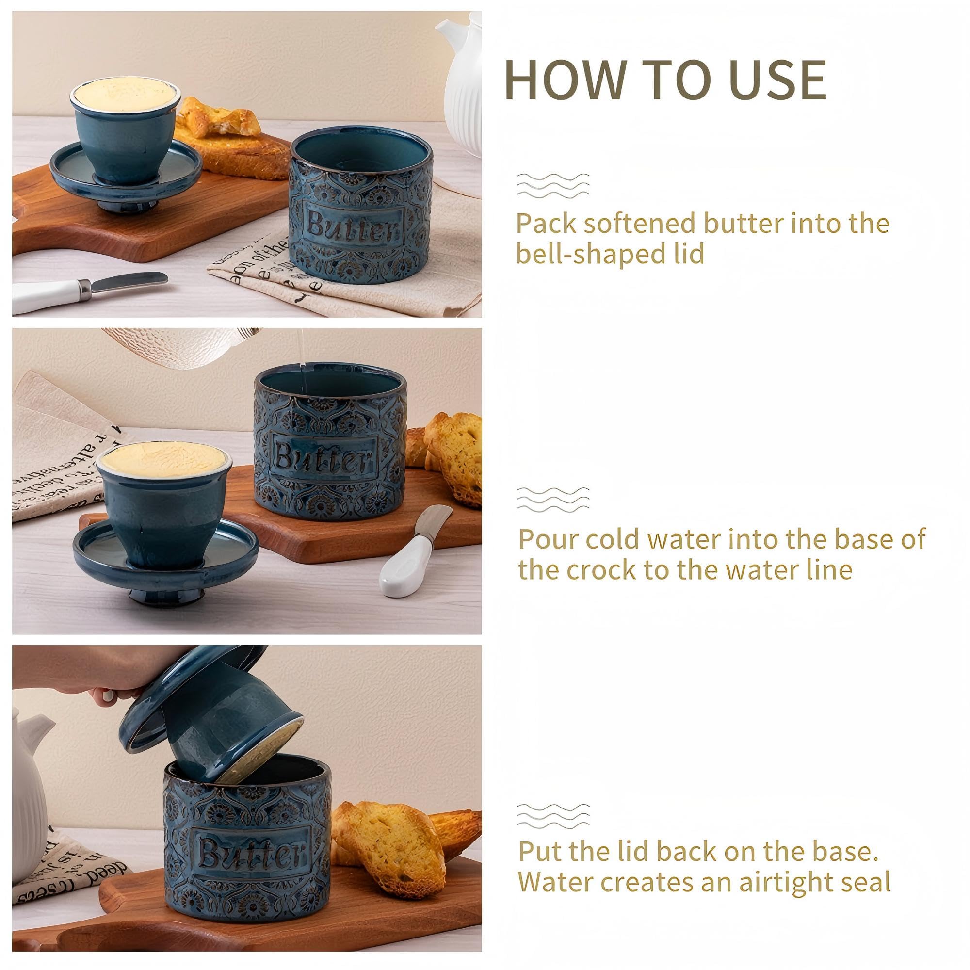 COPORISO countertop butter crock blends practicality with classic kitchen decor.