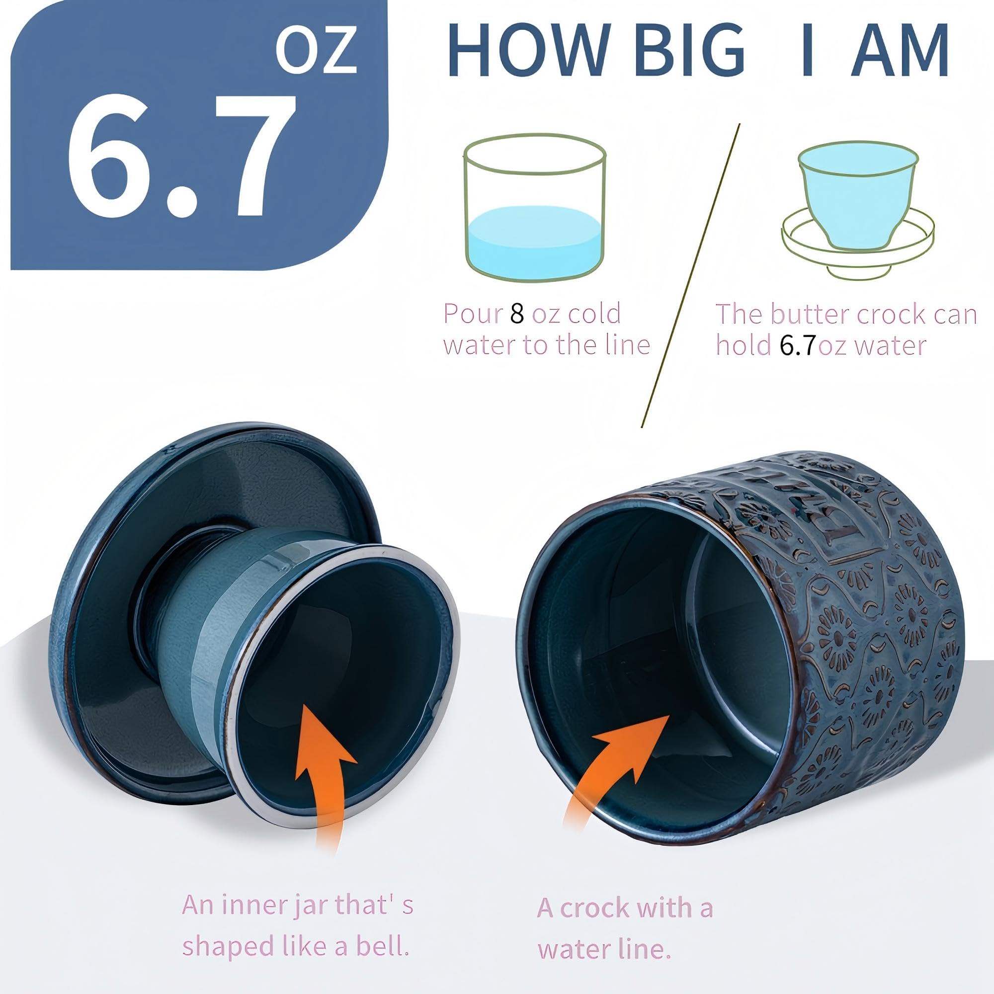 COPORISO butter crock shows three-dimensional butter relief for visual interest.
