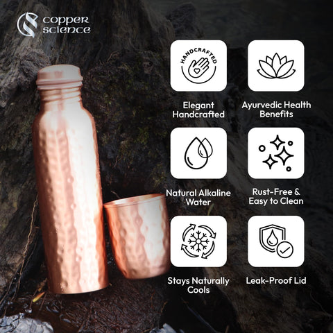 Leak-proof lid detail on Copper Science bottle for spill prevention