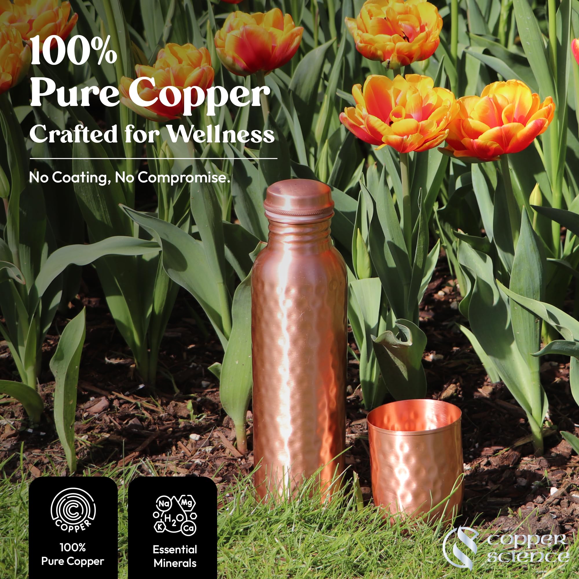 Copper Science pure copper tumbler with hammered finish for a secure grip