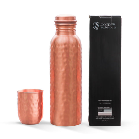 Copper Science pure copper water bottle with hammered finish for durable daily use