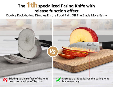 CoquusAid black ergonomic handle knife set for comfortable daily use