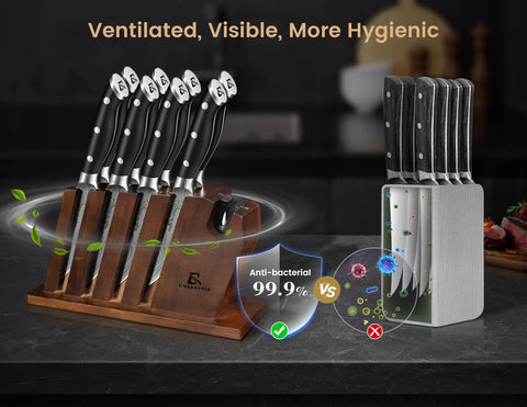 CoquusAid Damascus pattern blades on a full tang for strength and aesthetics