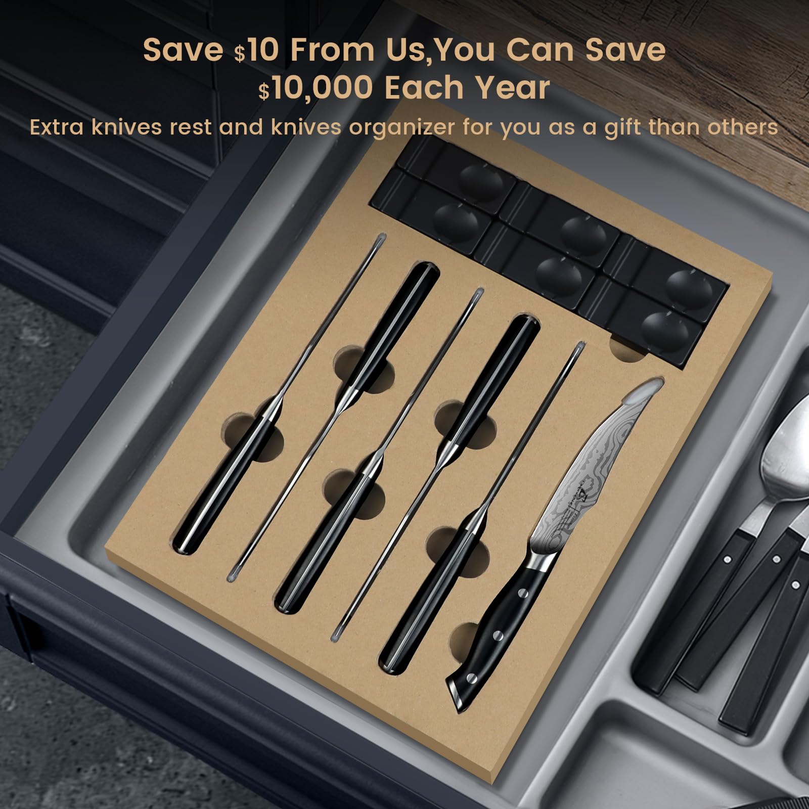 CoquusAid steak knife 6-piece gift-ready box.