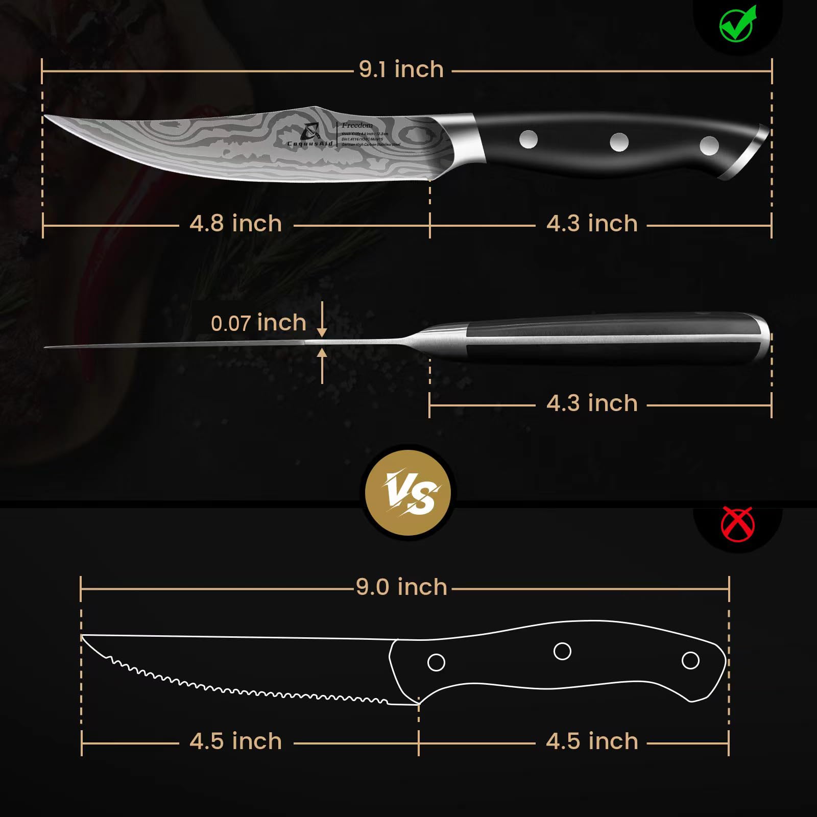 CoquusAid elegant black handle complements a premium kitchen look.