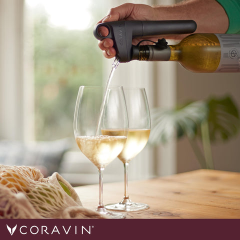Coravin Pivot Plus aerator attached for rapid decanting and enhanced bouquet