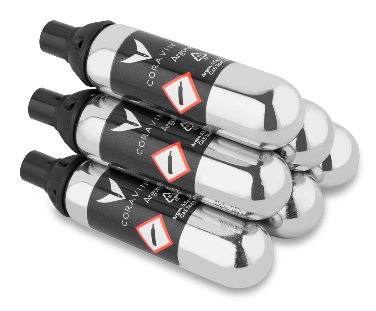 CORAVIN Pure Argon Capsules 6-pack for preserving wine freshness and flavor.