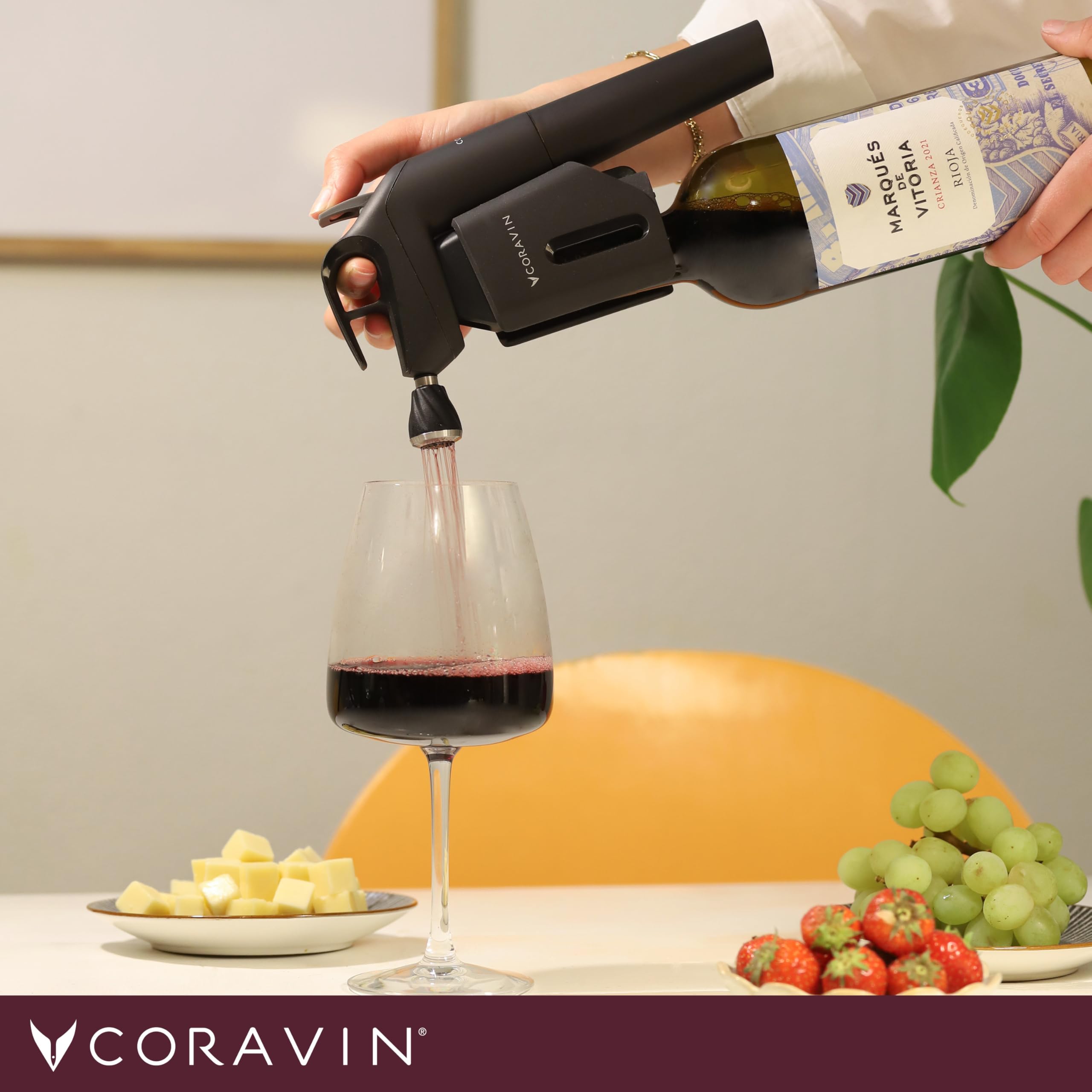 Coravin Timeless Three Plus indicator shows remaining wine in the bottle
