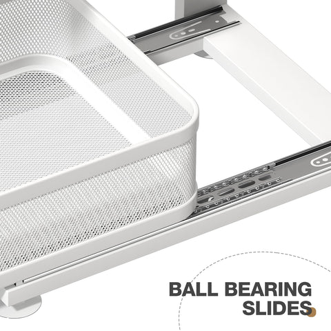 Corbyles under-sink organizer with built-in stoppers prevents over-pulling during use.