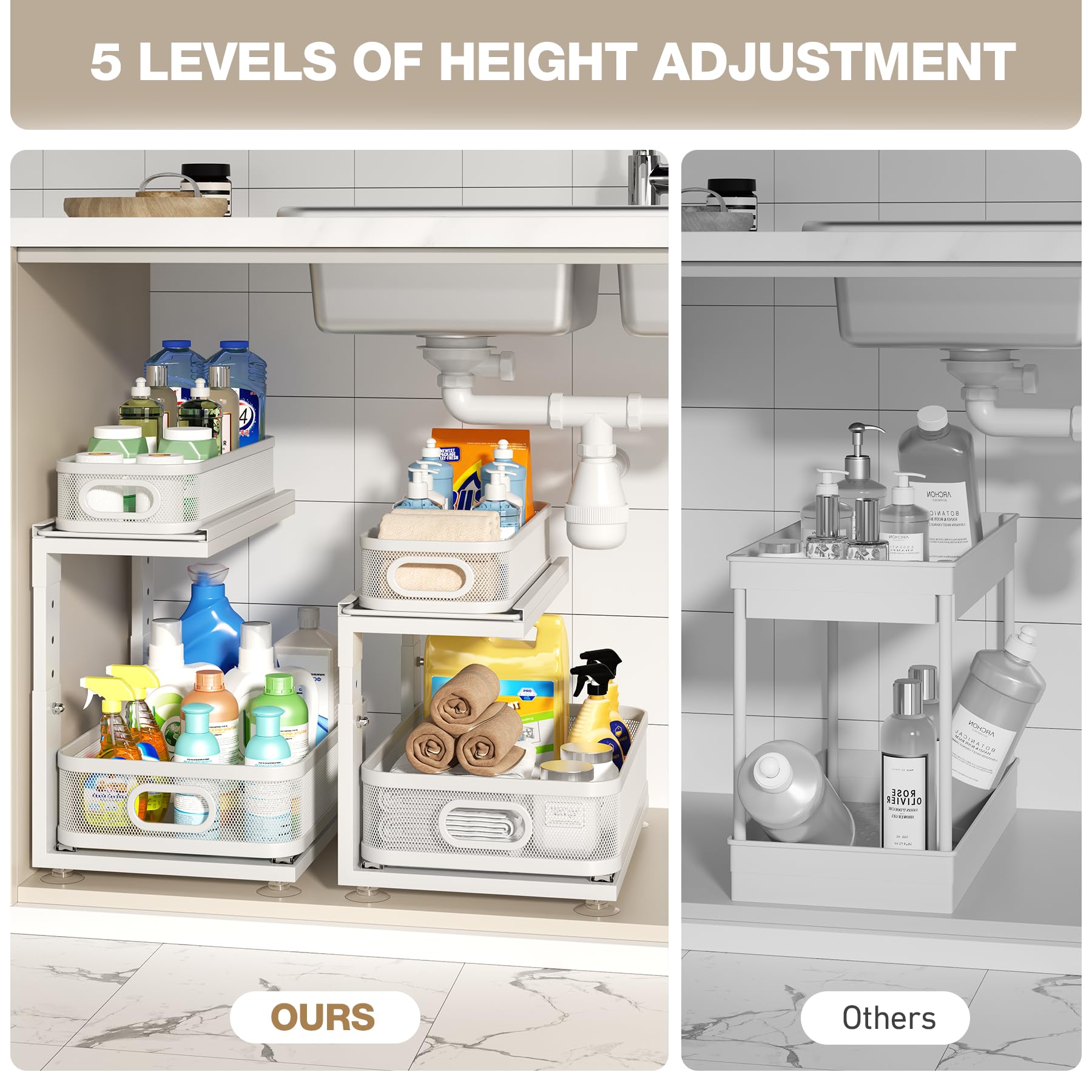 Corbyles under-sink organizer compact two-tier storage for kitchen and bathroom.