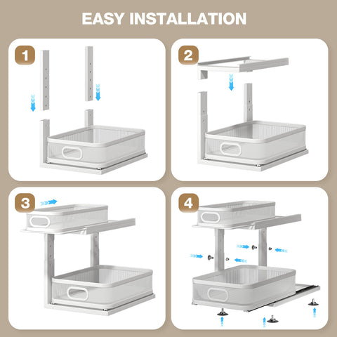 Corbyles under-sink organizer easy assembly saves setup time for quick use.