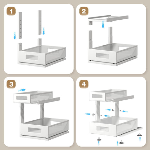 Corbyles L-shaped design adapts to cabinet corners around plumbing.