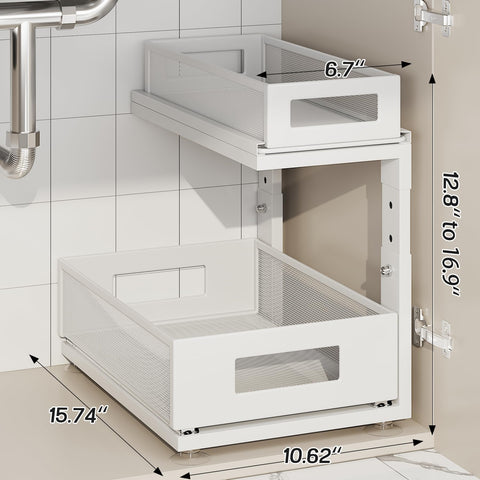 Corbyles under-sink organizer mesh design prevents small items from slipping.