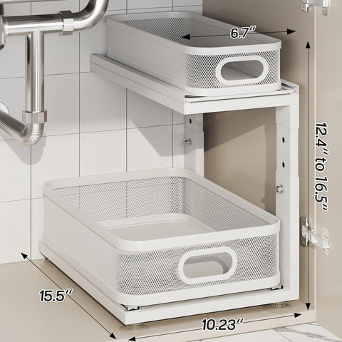 Corbyles under-sink organizer mesh design holds small items securely to prevent slipping.