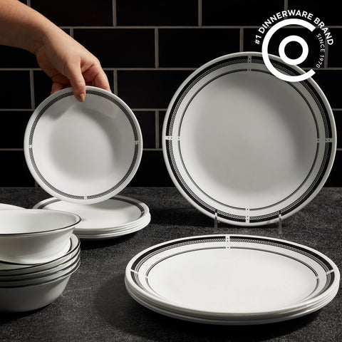 Corelle Brasserie appetizer plates stacked neatly to save cabinet space.