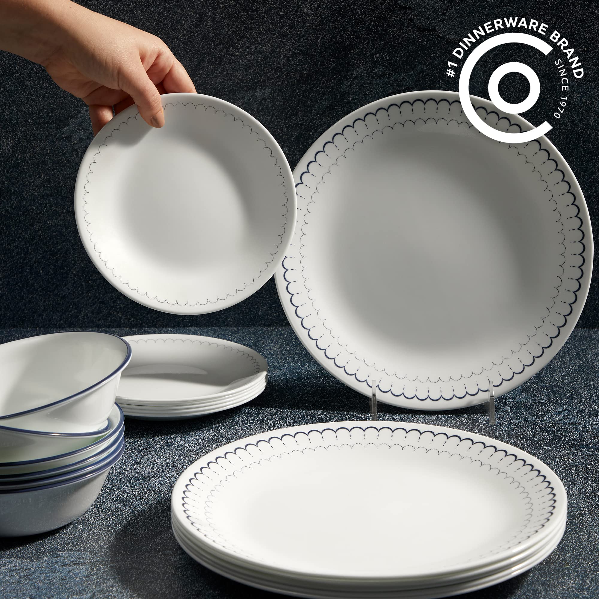 Corelle Caspian appetizer plates showcase scalloped edge for elegant casual dining.