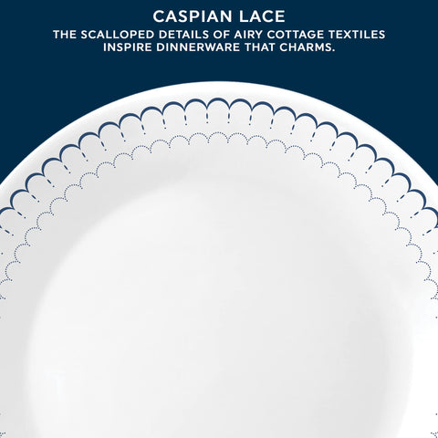 Corelle Caspian scalloped trim detail adds gentle charm to any table.