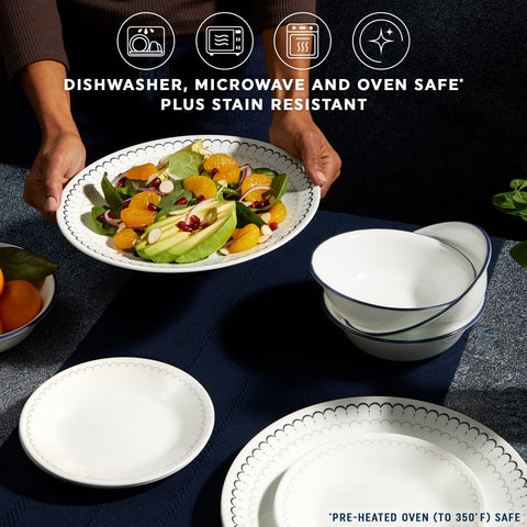 Corelle Caspian soup bowls ideal for soups and cereals, durable daily use.