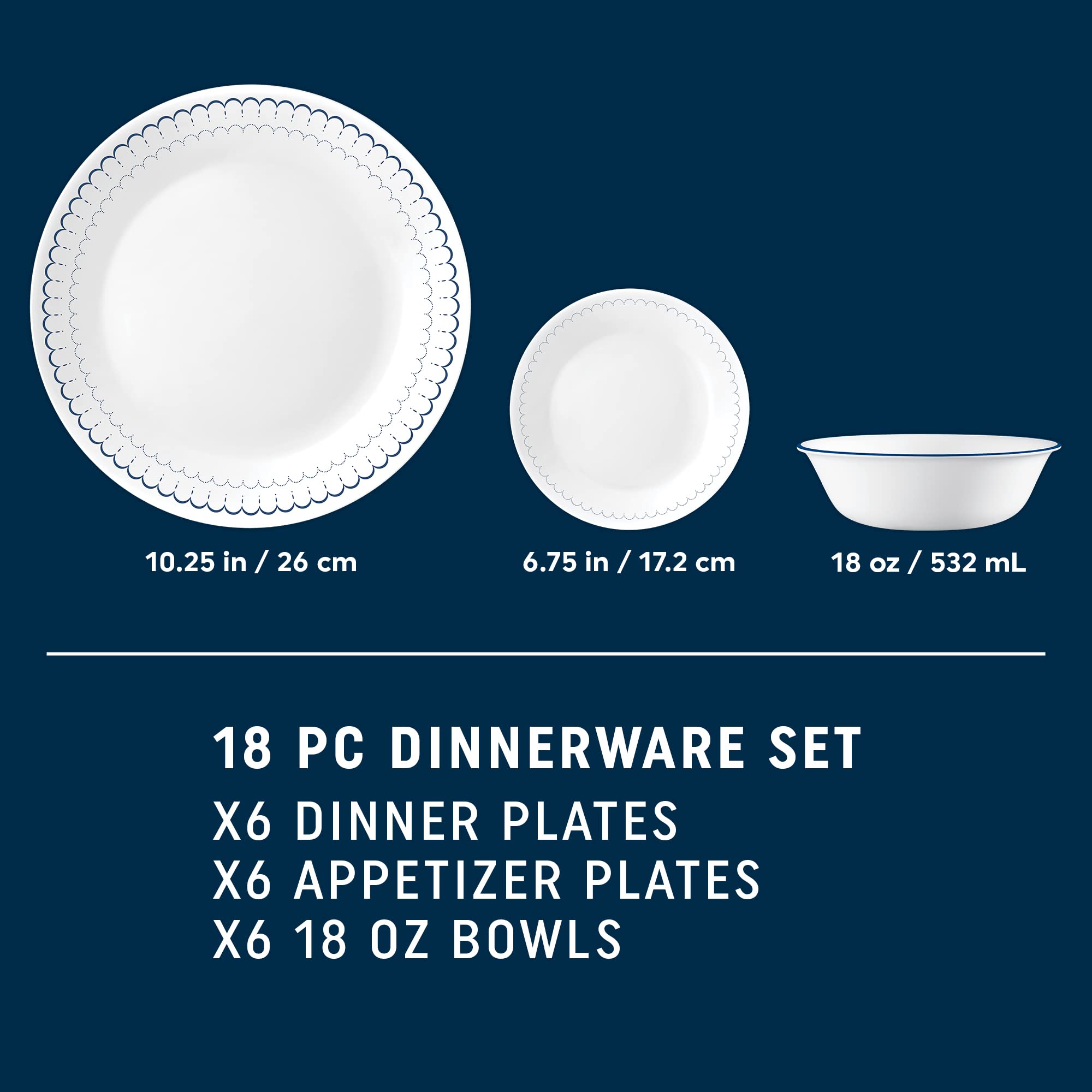 Corelle Caspian Vitrelle triple-layer glass delivers chip-resistant performance and longevity.
