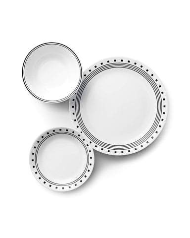 Corelle City Block appetizer plates in a crisp, contemporary layout for casual dining.