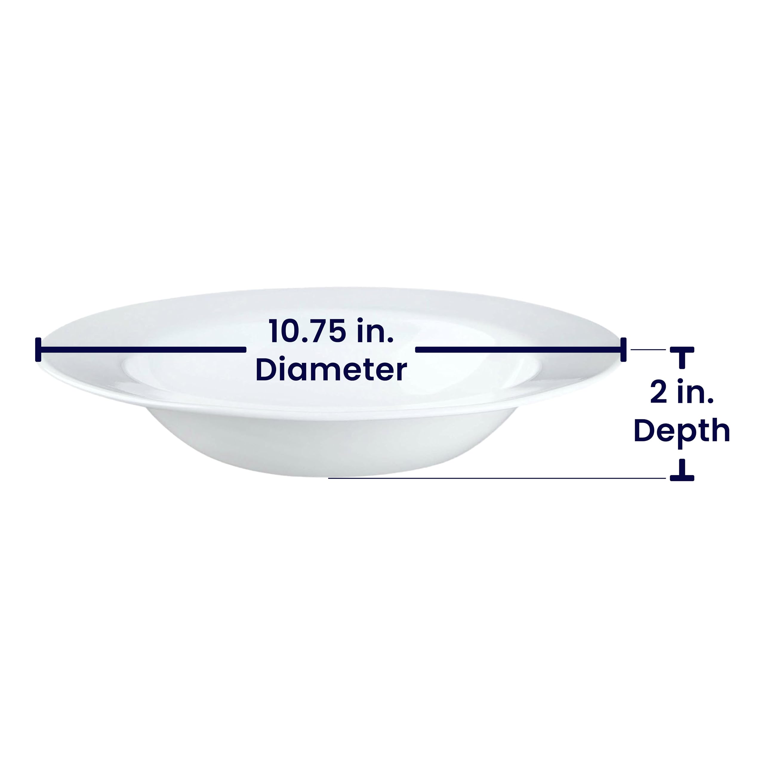 Corelle Impressions Winter FrostWhite bowls in side view highlight a wide rim for versatile serving.