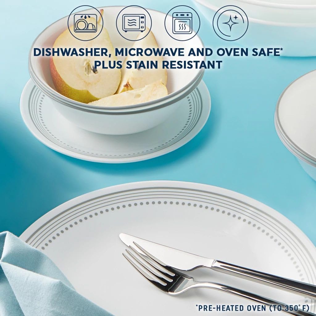 Corelle Mystic Gray tones for versatile, modern table styling.