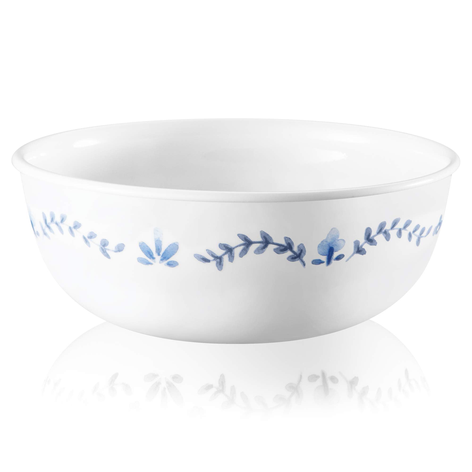 Corelle Portofino pattern closeup reveals seaside-inspired blue tile motif.